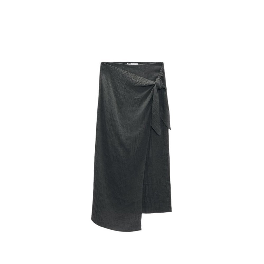ZARA LINEN WRAP SKIRT GREY SIZE  | 7596/181